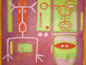 Elementi su fondo viola